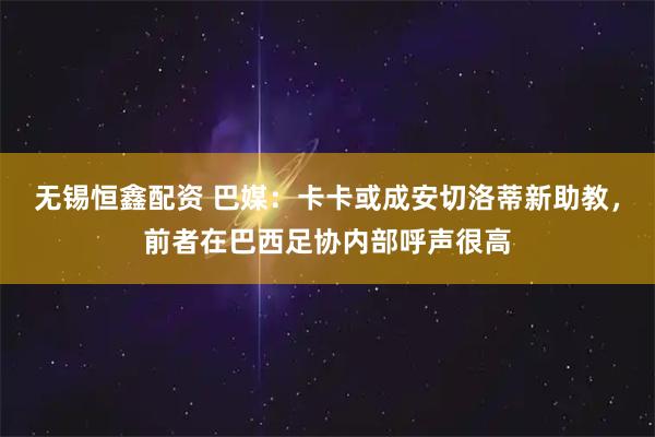 无锡恒鑫配资 巴媒：卡卡或成安切洛蒂新助教，前者在巴西足协内部呼声很高